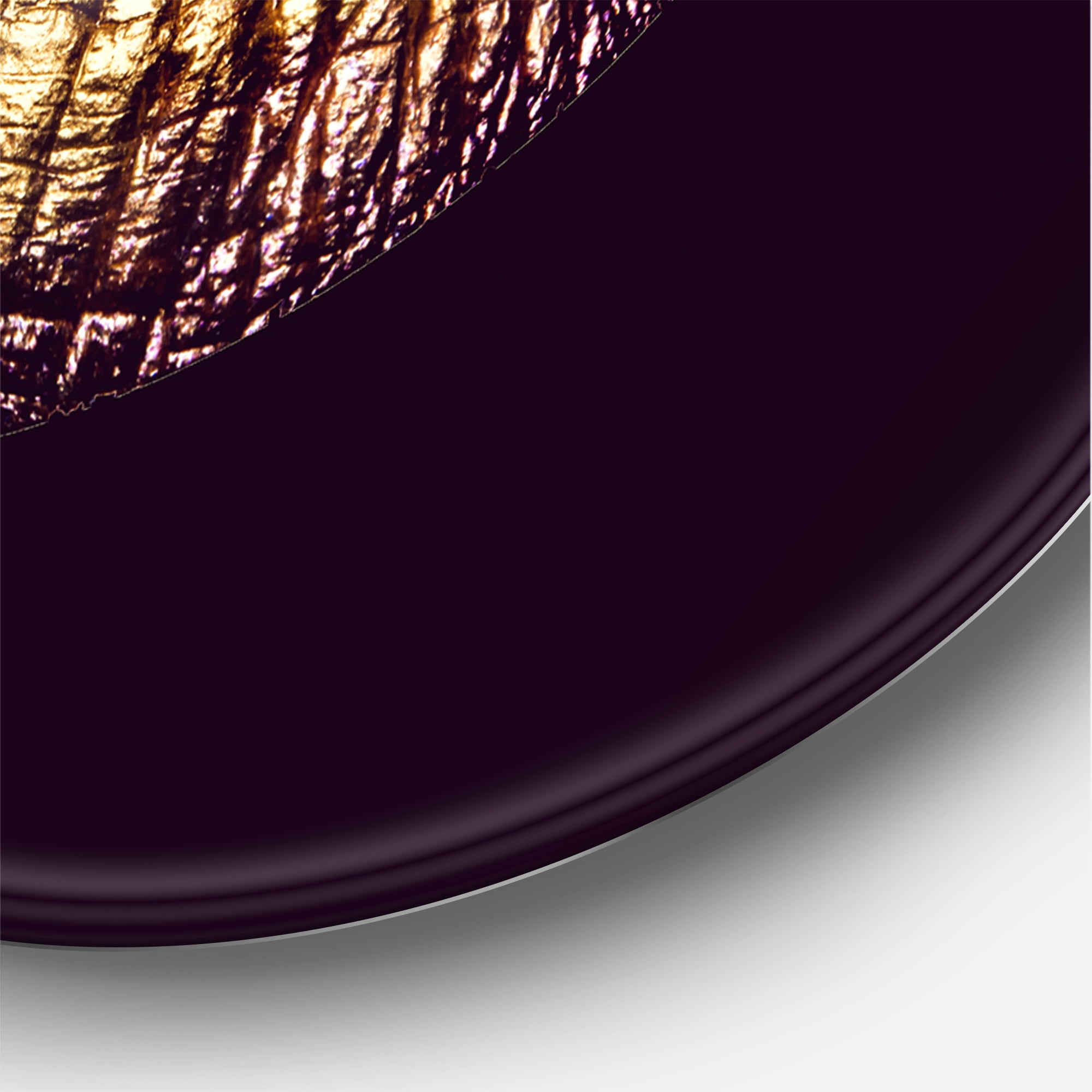 Designart 'Sexy Golden Metallized Woman Lips II' Modern Circle Metal Wall Art 11x11 - Disc of 11