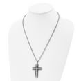 thumbnail image 4 of FJC Finejewelers Stainless Steel Box Brushed and Black IP-plated Cross 22in Necklace 22 Inches x 35 mm, 4 of 6