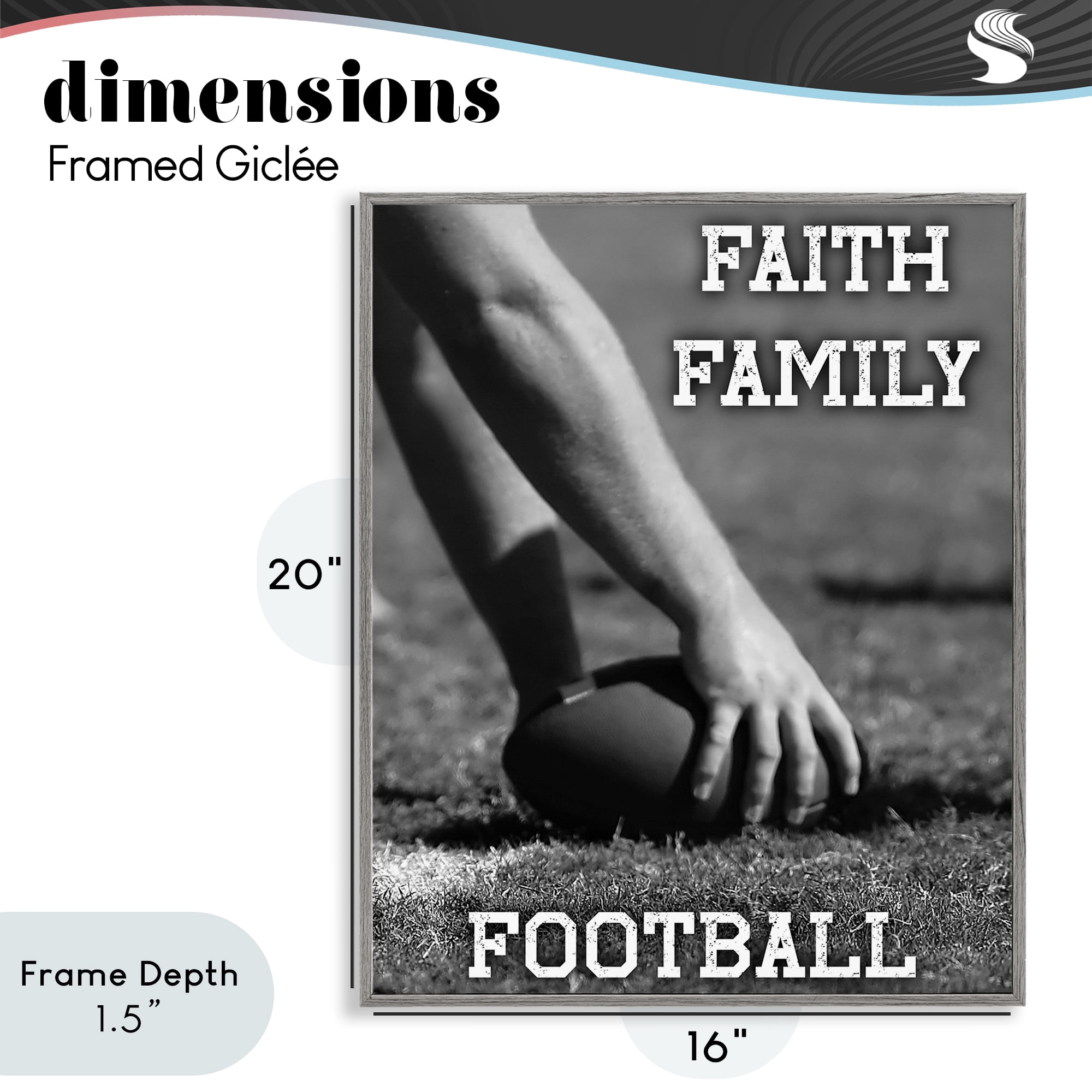 Stupell Industries Faith Family Football Hike Gray Framed Giclee Art, design by Marcus Prime