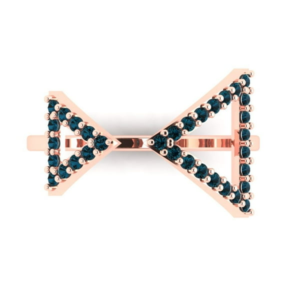 Statement Engagement Ring for Women - 0.2475ct Natural London Blue Topaz in 18K Rose Gold Promise Ring