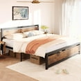 thumbnail image 4 of Luku King Bed Frame with Wooden Headboard, 14" Industrial Platform, 4 of 7