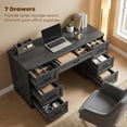 thumbnail image 4 of HOMCOM 55" Farmhouse Executive Desk with 7 Drawers, Computer Desk, Black, 4 of 10