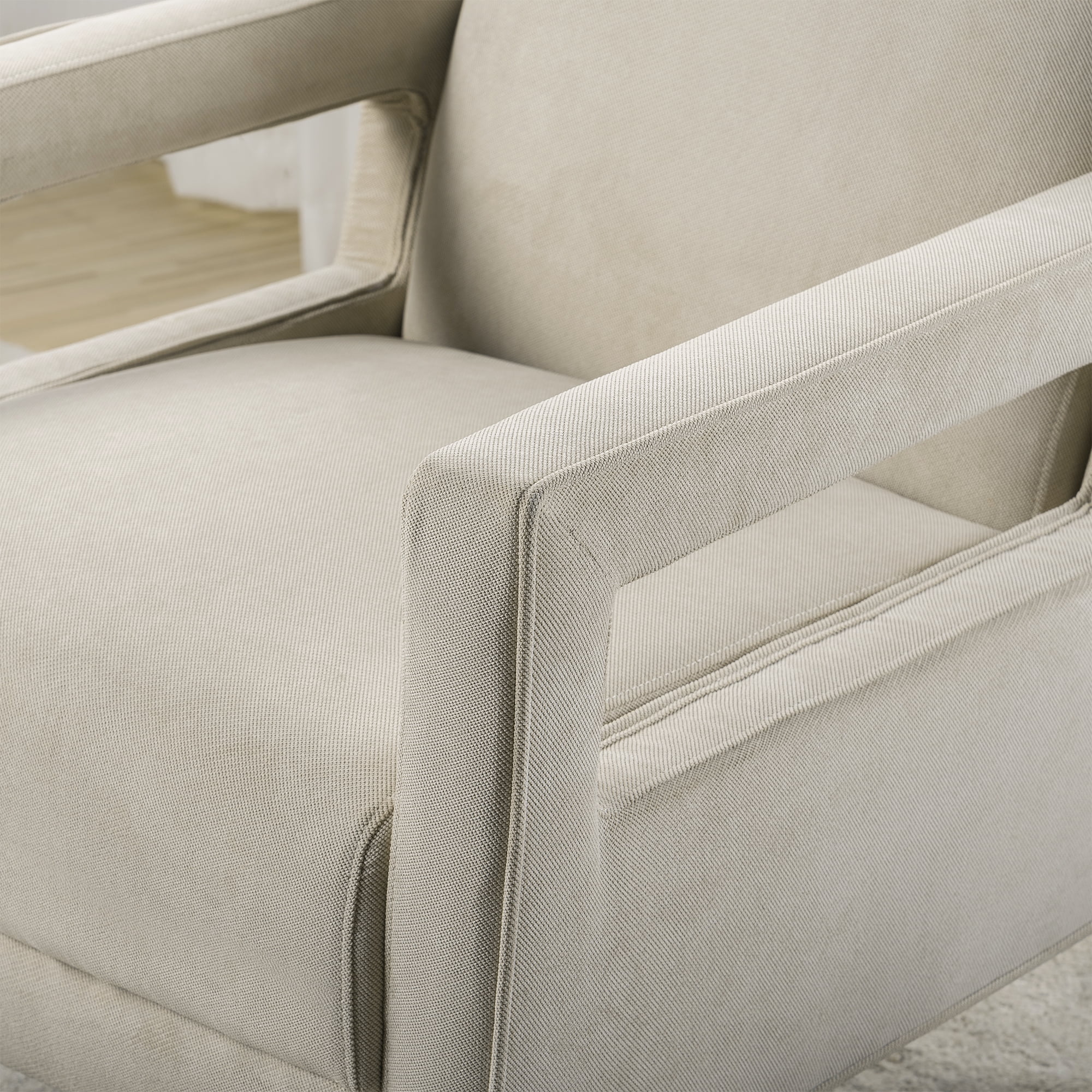 Kadyn 28.5" Wide Hollow Shape Arm Accent Chair, Modern Fabric Armchair for Living Room, Upholstered Fabric Accent Chair with Armrest, Cream White Kadyn 28.5" Wide Hollow Shape Arm Accent Chair, Modern Fabric Armchair for Living Room, Upholstered Fabric Accent Chair with Armrest, Cream White