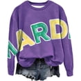 thumbnail image 2 of Mardi Gras 2026 Chandails en Molleton pour Femmes Tendance Manches Longues Col Rond Décontracté Carnaval Graphique Chandail en Molleton Pulls pour Femmes, 2 of 3