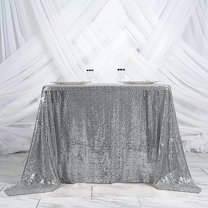 BalsaCircle 90" x 90" Silver Square Sequined Table Overlays Wedding Party Tablecloth