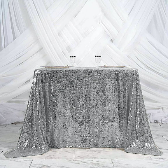 BalsaCircle 90" x 90" Silver Square Sequined Table Overlays Wedding Party Tablecloth
