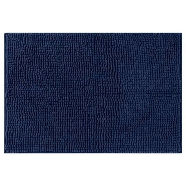 Alfombras de baño REGALWOVEN, suaves y esponjosas, tapetes de baño antideslizantes, extra gruesos, de microfibra, azul oscuro 16" x 24"