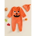 thumbnail image 4 of xiaxaixu Barboteuse Décontractée pour Garçons Bébé Halloween Manches Longues Col Rond Broderie Dessin Animé avec Chapeau, 4 of 9