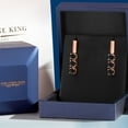 thumbnail image 5 of Gem Stone King 18K Rose Gold Plated Silver Black Sapphire Drop Dangle Earrings for Women | 2.07 Cttw | Gemstone September Birthstone | Round 5MM, 5 of 6