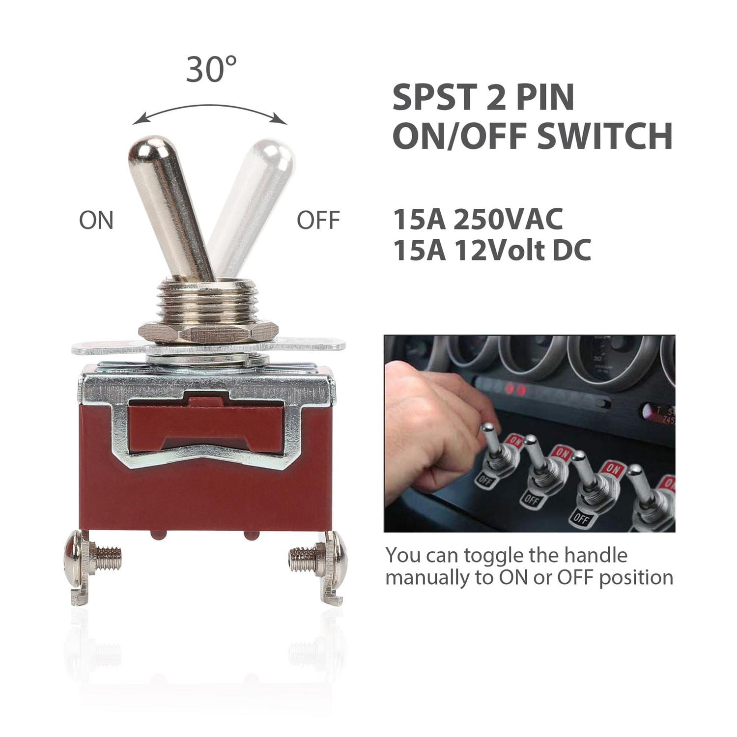 WorkPro Brass Toggle Switch, 2 Position