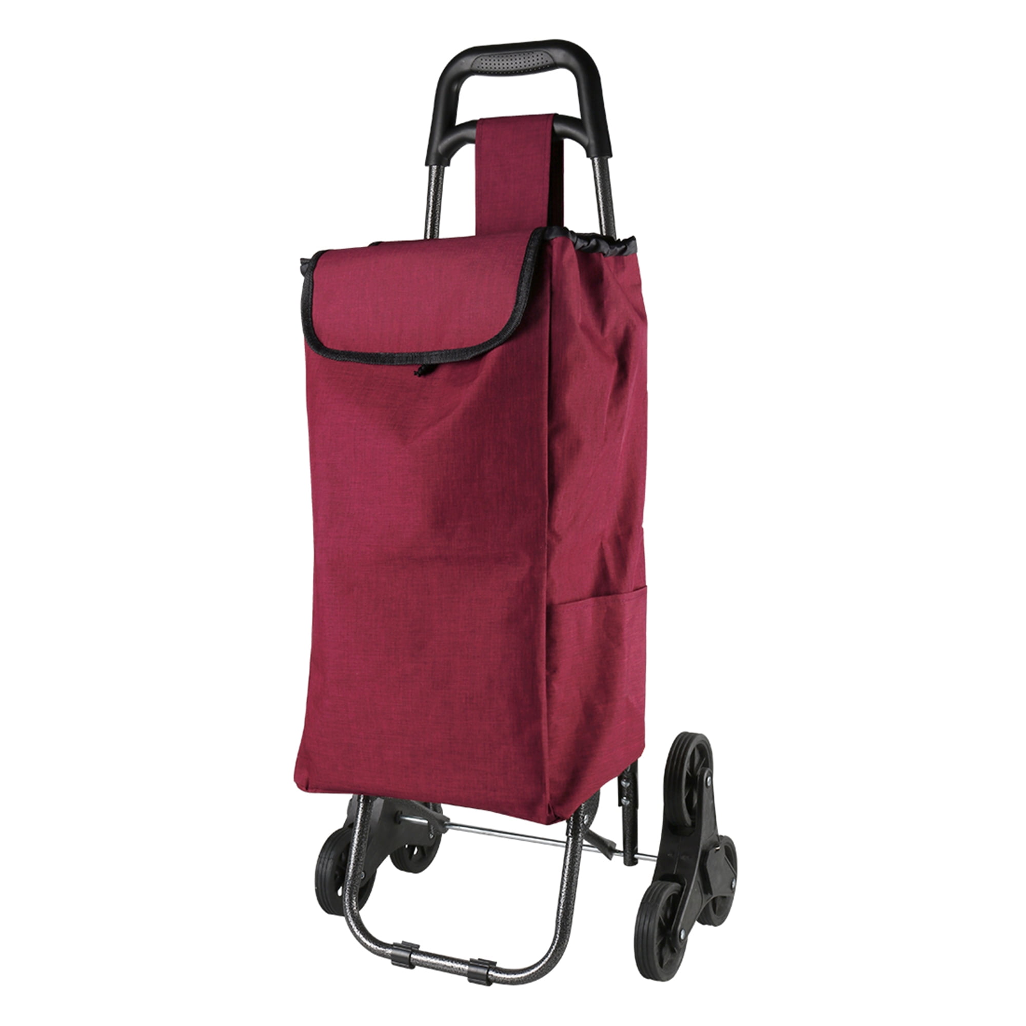 Folding Shopping Trolley Stair Climbing Cart for Grocery Cart Burgundy