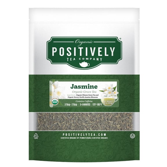 Positively Tea's Organic Jasmine Green Tea, Loose Leaf, 1 Pound Bag