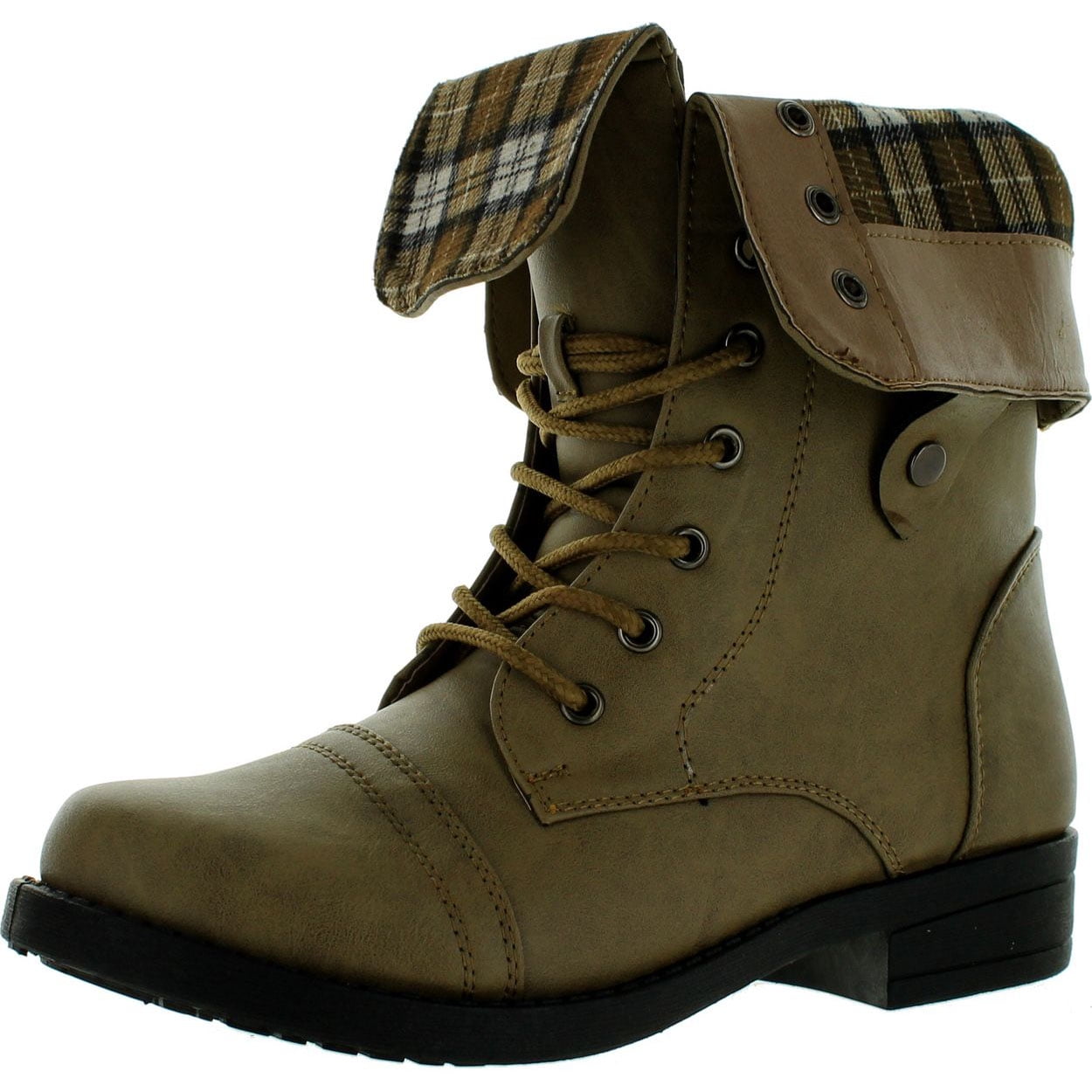 ANNA NO60 WomenS Knitting Shaft Flat Bottom Mid Calf Boots Color:TAN