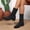 Black, variant on Women's Mid Calf Sock Boots Round Toe Breathable Chunky Heel Winter Comfort Chunky Boots Black Size 7