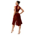 thumbnail image 2 of YiZYiF Womens 2-Piece Dance Outfits for Figure Skating Lyrical Dance Crop Top and Mesh Briefs Skirt Burgundy L, 2 of 7