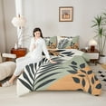 thumbnail image 4 of Manfei Tropical Botanical Leaf Full Size Comforter Sets,Minimalsit Aesthetic Bedding Comforter Set,Green Orange Beige Bedding Sets For Children,Microfiber Bedroom Decor Reversible,3-Piece, 4 of 8