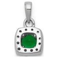 thumbnail image 3 of 14K White Gold Charm Pendant Emerald Round Green Diamond, 3 of 4