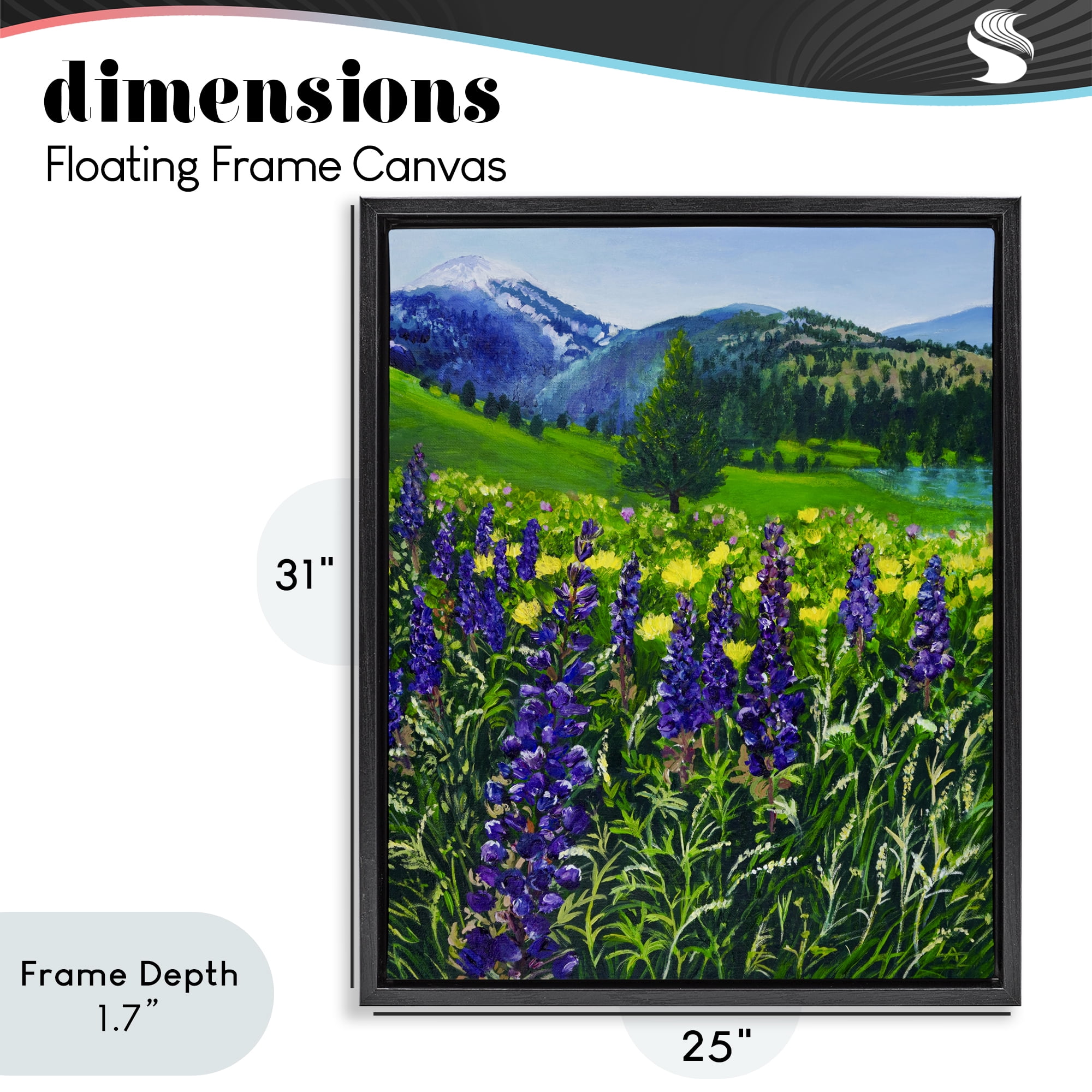 Stupell Industries Flower Speckled Valley Black Framed Floater Canvas Wall Art, design by Lee Ann Zirbes