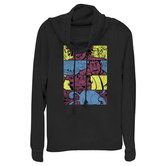 Junior's Strange World Clade Family Comic Strips Cowl Neck Sweatshirt Black 2X Large
