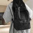 thumbnail image 2 of FUZHIQ Tie Dye Vintage School Backpack for 8th 9th 10th 11th Grade, Distressed Style Bookbag with Front Pocket, Casual Elementary Middle School Bag, Black, 2 of 8