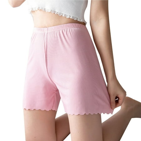 yunLCZ Womens Cotton Boxer Shorts Underwear Women s Summer Ice Silk Thread Wavy Home Leggings Anti Slipping Without Curling Edge Can Be Worn Outside Three Points Shorts Pants