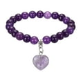 thumbnail image 1 of Pulsera de Cristal para Mujeres 8mm Pulsera de Amistad con Cuentas de Piedra Natural, 6.5 Pulgadas, Púrpura, 1 of 6