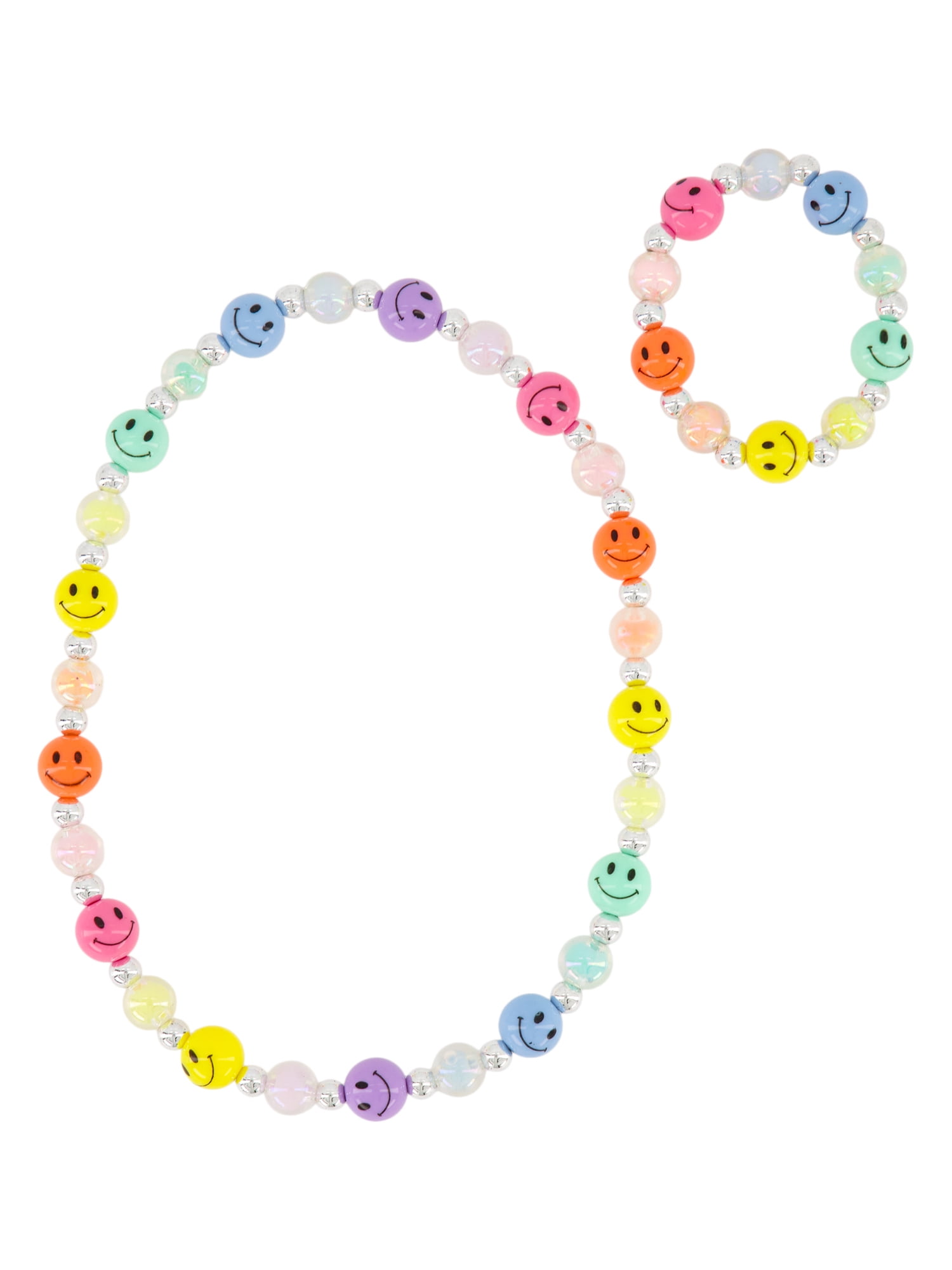 Claire's Rainbow Smiley Face Beaded Mixed Piece Jewelry Set, 2-Pack, Children's
