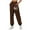 Brown(New), variant on PNTUTB Women Solid Color Casual Printing Side Pocket Sweatpants with Loose Ankle Cinched Comfortable Sports Pants