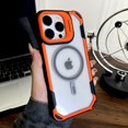 thumbnail image 1 of Shockproof Armor Transparent Case For iPhone 16 15 14 13 Pro Max Plus iPhone15 iPhone14 For Magsafe Mag Safe Adsorption Cover on tzw, 1 of 7