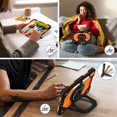 thumbnail image 5 of SaniMore Case for iPad 10th Generation 10.9" 2022, Shockproof Bumper Shoulder Strap 360° Rotating Handle Bracket + Pencil Holder Tri-layer Hybird Anti-drop Kids Shell, Black+Orange, 5 of 8