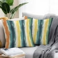 thumbnail image 2 of Waterproof Throw Pillow Covers Set of 2, 24x24 Inch Turquoise Yellow Stripe Decorative Pillowcases Outdoor Pillow Slip Cushion Covers Set for Couch Tent Abstract Orange Teal Green, 2 of 7