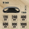 thumbnail image 7 of POWERTEC 18PK 1 x 18 Inch Sanding Belts, 3 Each of 120/240/400/600/800/1000 Grits, Silicon Carbide Assorted Knife Sharpening Belt Kit for Work Sharp WSSAKO81112 Blade Grinder Attachment, 46003, 7 of 7