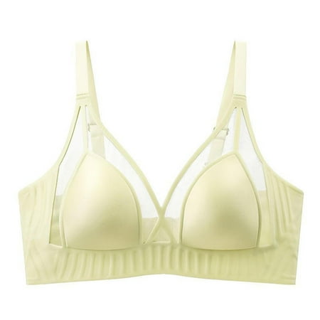 Gnurob Wirefree Bras for Womens Padded Sheer Bralettes Adjustable Strap Bralette Push Up Brassiere Hide Back Fat Bra Comfort Seamless Underwear Clearance Saving Green XX-Large