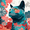 Cat Floral, variant on Volcanic Eruption Canvas Art Print, Wall Decor for Living Room, Bedroom, Office, Home Decoration