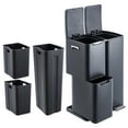 thumbnail image 1 of BeesClover 16 Gal Triple Compartment Kitchen Trash Can, Stainless Steel Garbage & Recycle Bin Combo with Plastic Inner Buckets, 1 of 8