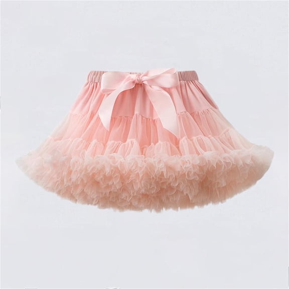 Avrnliq Girls Orange Fluffy Tulle Petticoat, Elastic Waist Satin Bow Layered Underskirt for Hall-oween Costume & Stage Performance Dress Up, Sizes 0-10 Years,Size 0-2 T
