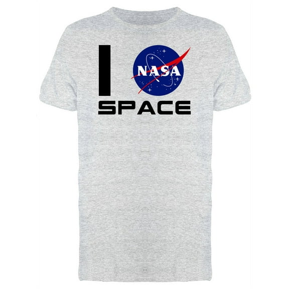 NASA I Love Space NASA Logo Graphic Men Athletic Heather T-Shirt, Male Large