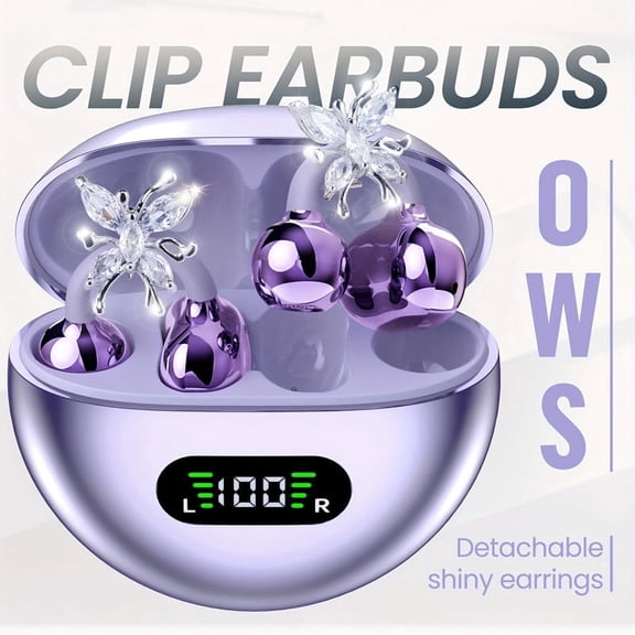 Bluetooth true wireless earbuds with microphone, TWS in ear headphones, touch volume, wireless sports ear hook, LED display charging case, half open back, compatible with mobile phones, Type-C chargi