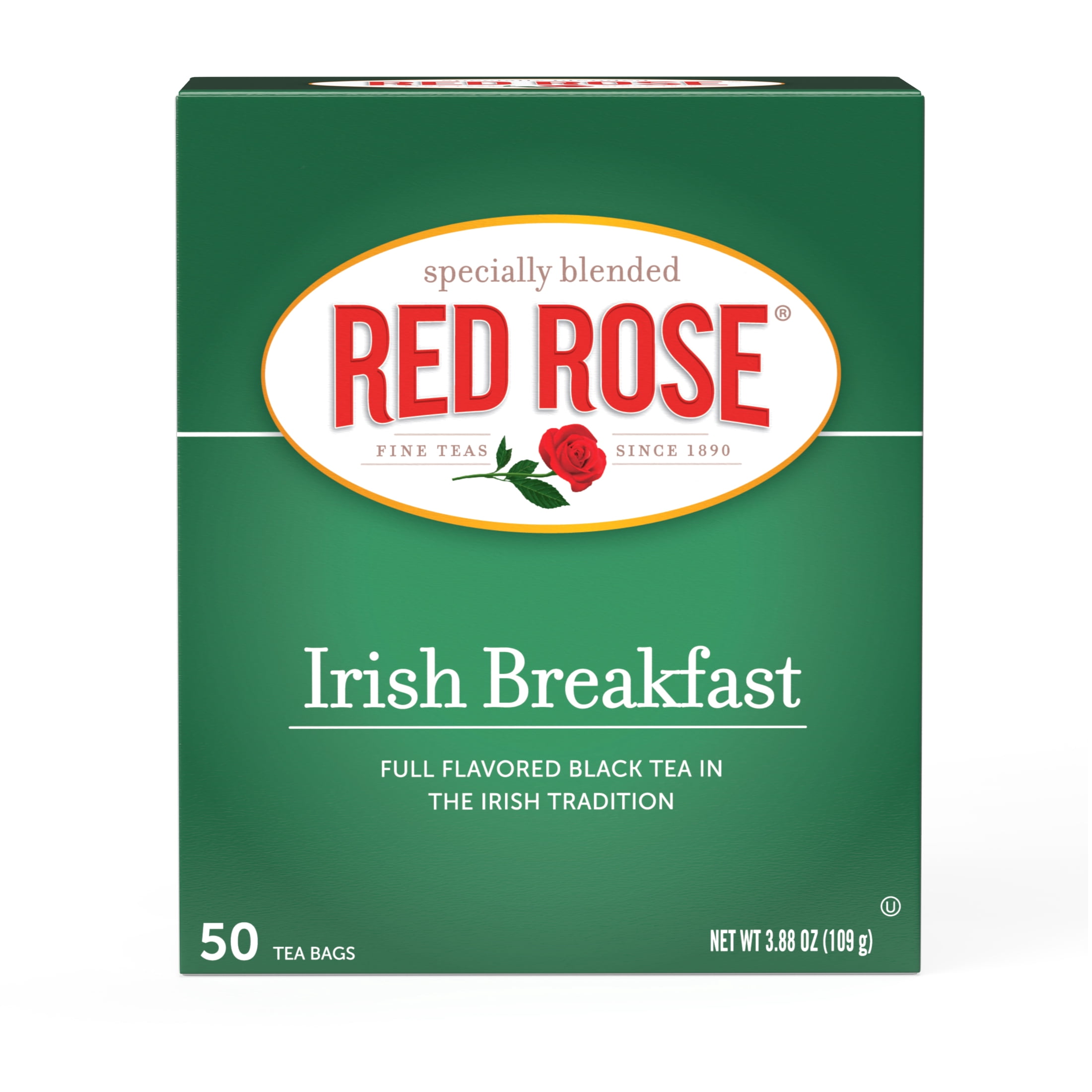 Red Rose Irish Breakfast Tea Specially Blended Strong Robust Black Tea with 50 Individually Wrapped Tea Bags Per Box (Pack of 6) Contains Caffeine Brew Hot/Cold Full Flavored Black Breakfast Tea
