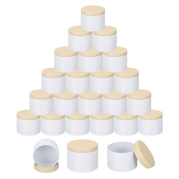 24pcs 4oz Candle Tins, Candle Jars Empty Containers with Wood Lids for Making Candles, White