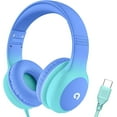 thumbnail image 1 of Faben Écouteurs pour Enfants avec Prise USB C, Limitation de Volume 85dB Protection Auditive Sécurisée, Bandeau Réglable, Écouteurs Sans Enchevêtrement pour École, Tablette, Voyage (Dégradé Bleu Vert), 1 of 4