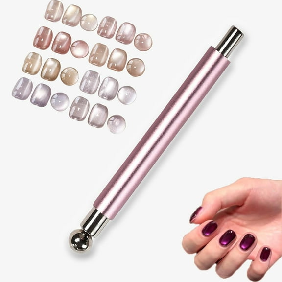 Pink Cateye Magnet, Magnet for Nails, Cat Eye Round Nail Magnetic Beads, Diverse Effect Double Ended Manicure Salon Design Art Tools Set Accessories for Women Diy Manicure Accessories
