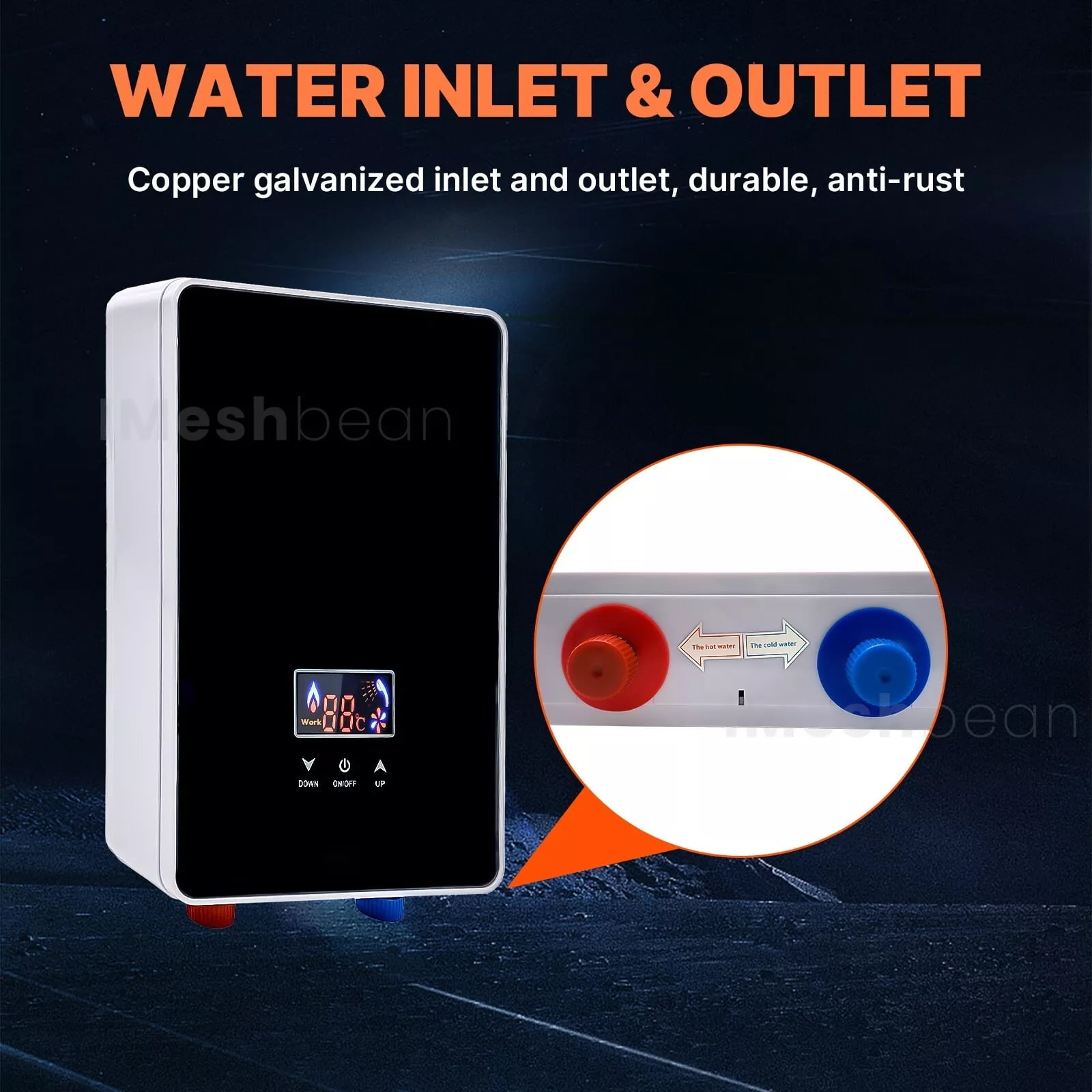 iMeshbean 6500W 220V Tankless Electric Hot Water Heater Instant Boiler On Demand Whole House US