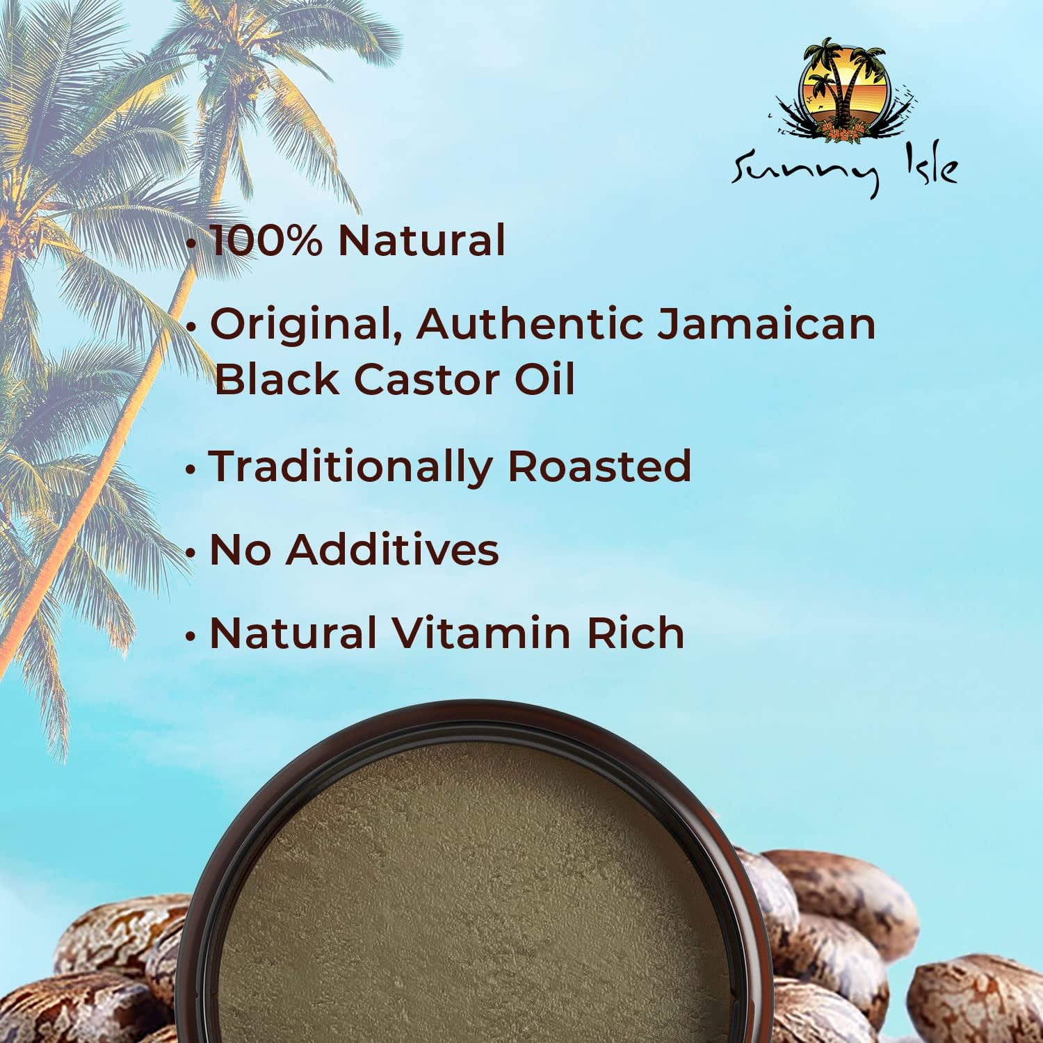 Sunny Isle Black Castor Oil Pure Butter Original - Natural - 8 oz