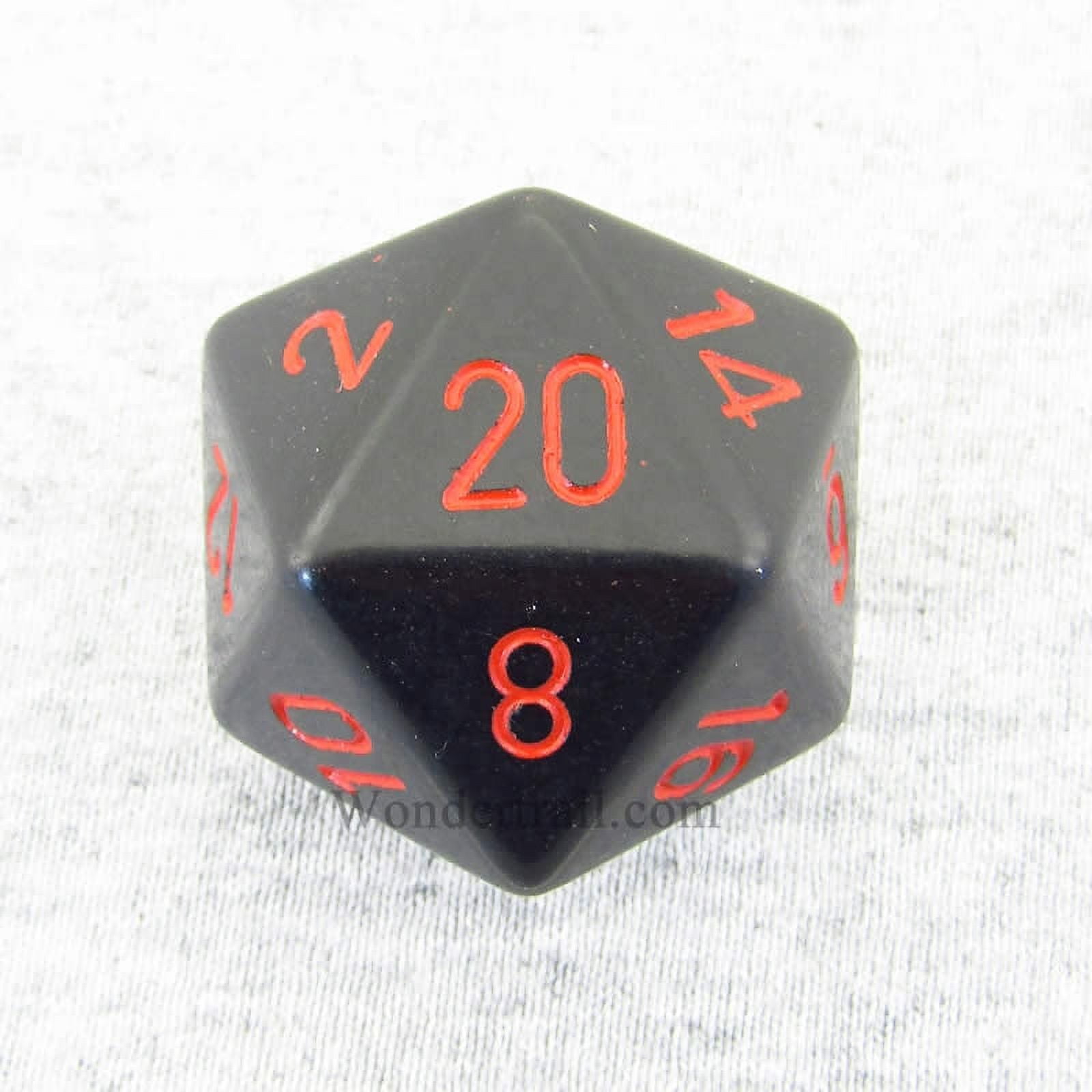 Black Opaque Die with Red Numbers D20 34mm (1.34in) Pack of 1 Chessex ...