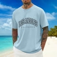 thumbnail image 2 of Telankuip 2026 Summer Mens T Shirts Fashion Letter Printed Raglan Sleeve Round Neck Athletic Tops Soft Comfortable Thin Workout Graphic Tees Simple Stylish T-Shirt for Daily Wear Light Blue XXXXXL, 2 of 4