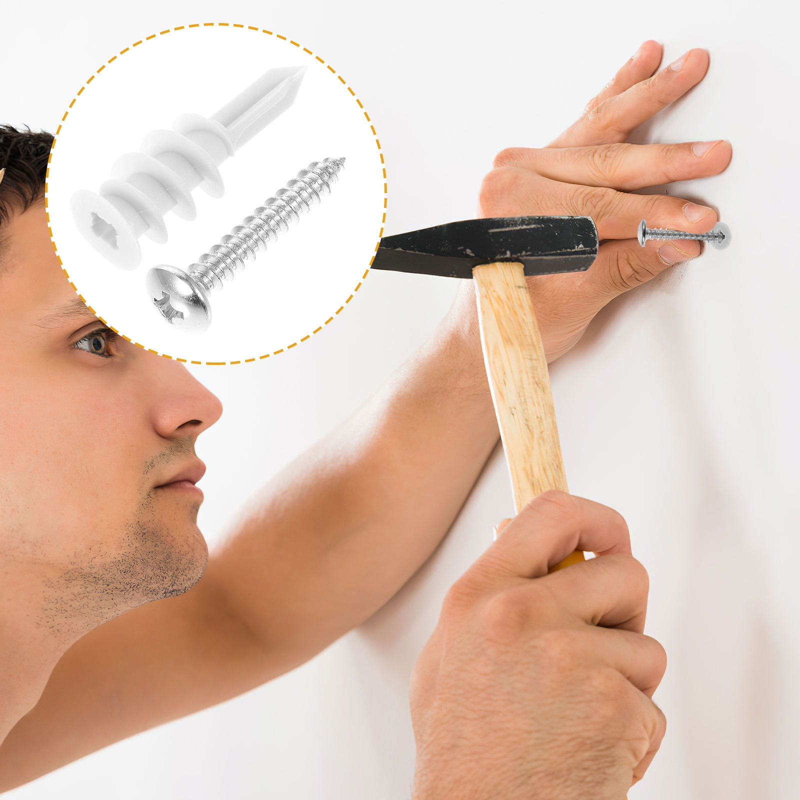 Hemoton 100 Sets Self Drilling Drywall Anchors Plasterboard Tapping Anchors with Screws