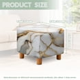 thumbnail image 5 of TSOVTHRID White Golden Marble Texture Ottoman Cover Square, Stretch Footrest Stool Slipcover with Elastic Band Foot Stool Cover for Square Storage Ottoman for Home Decor, 5 of 7