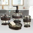 thumbnail image 2 of nu steel Resin crackled Ice Bath Accessory Set for Vanity Countertops, 4 piece Luxury ensemble includes soap dish, toothbrush holder, tumbler, soap and lotion pump, Oil rubbed bronze, 2 of 3