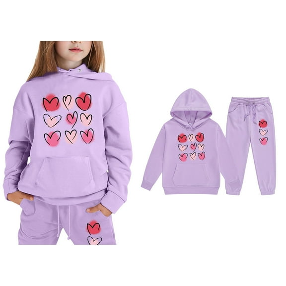 Tracksuit Athletic Sweatsuits Sets 2 Piece Long Sleeve Printed Pullover Hoodie Leggings Pants Warm Fall Winter Clothes Girls Matching Sets 3-4 Years Boys Girls Fashion